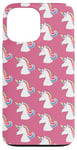 Coque pour iPhone 13 Pro Max Jolie tête de licorne, motif rose foncé, pour filles