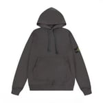 Stone Trendy American Stone Island Emblem Ren Bomull Hoodie Män Kvinnor High Street Lös Kappa Hoodie Mörkgrå Mörkgrå XXL Mörkgrå Dark Grey XXL