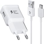 Chargeur Usb, Chargeur Rapide Adaptateur Secteur Avec 1,5m Câble Micro Usb Compatible Avec Samsung Galaxy S7 S6 Edge S5 S4 S3 S2 A7 A9 A10 J8 J7 J6 J5 J3, Note5 4,Tab 4, Tab S, S2,[Cha240619]