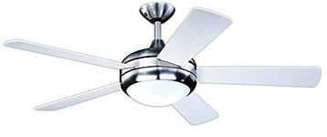 AireRyder FN75537 Ventilateur de Plafond Ursa avec télécommande et éclairage, boîtier Satin Nickel, Couleur des pales Blanc/pin, 132 cm, Métal, 75 W, 132 x 132 x 43 cm