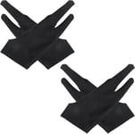 4 Pcs Artiste Gant Respirant Pour Tablette Graphique,Gants De Dessin Numerique Vpour Droitier Gaucher,Gants D'Artiste Elastiques Anti-Fouling,Gant E 2 Doigts,Noir