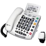 Geemarc Pack Serenities - Téléphone de Téléassistance et Son Bracelet Détection de Chute avec Gros Boutons et Forte Amplification pour Séniors - Perte Auditive Faible ou Moyenne - Version FR