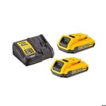 Pack 2 batteries 18V 2Ah XR Li-Ion + chargeur - DEWALT - DCB115D2-QW