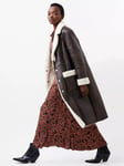 French Connection Arizona Faux Shearling Coat, Chocolate