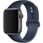 Silikonrem för Apple Watch Band 45mm 44mm 42mm 49mm 41mm 40mm 38mm correa armband iwatch Series 8 7 9 SE 4 3 5 Ultra 6 Midnight Blue 42 44 45 49 mm M-L