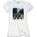 Band Monkey The Beatles Ladies T-Shirt Abbey Road & Logo White