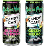 Candy Can, Rick and Morty, Grape and Sour Apple Flavoured Fizzy Drink, Purple Potion & Green Mix, Sugar Free, Sparkling Pop Cans (2 x 330ml)