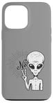 iPhone 13 Pro Max Funny and cute Grey Alien "No" V-Finger Gesture Case