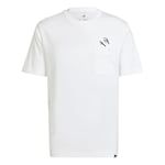 adidas Homme Lounge Slides Graphic Pocket T-Shirt, White, S