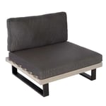 Fauteuil Lounge De Jardin En Bois D'acacia Gris Et Aluminium Coussin Gris Foncé 04_0006847