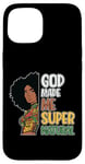 Coque pour iPhone 15 Black Queen Natural Hair Beauty God Made Me Mélanine pour femme