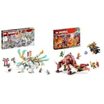 LEGO Ninjago 71786 La Créature Dragon de Glace de Zane, 2-en-1, Figurine de Dragon & 71793 Ninjago Le Dragon de Lave Transformable de Heatwave, Jouet de Construction Ninja avec Figurine de Créature