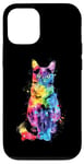 Coque pour iPhone 13 Pro Lgbtq Color Cat Galaxy Cat Art Aquarelle Chat