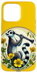 Coque pour iPhone 15 Pro Max Lemur jouant d'une clarinette Illustration Mignon Band Class Art