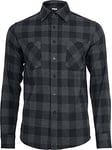 Urban Classics Mens Checked Flanell Casual Button-Down Shirt, Longsleeve Dress With Forearm Buttons, Regular Fit, 100% Flannel Yarn, Blk/Cha, L UK