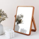 DaizySight Miroir Maquillage Bois de Table, Petit Miroir Rond Rectangulaire Naturel Cosmétique avec Support Réglable Décoration de Bureau Esthétique