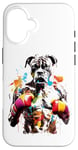 Coque pour iPhone 16 Peinture Énergie des éclaboussures de chien de boxe