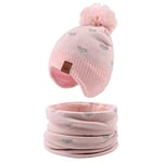 XIAOHAWANG Dinosaure Bébé Chapeau Écharpe Ensemble Chapeaux d'hiver pour Enfant Garçon Fille Bonnet de Chaud Automne 0 à 7 Ans (Rose Coeur(Chapeau+écharpe), 8 à 24 Mois)