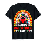 Happy Valentines Day Leopard Rainbow for Girls Kids Womens T-Shirt