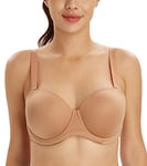 Lemorosy Soutien-Gorge sans Bretelles Femme Push-up à Armatures Dos Nu Moulé Multipositions pour Robes de soirée de Bal de mariée Marron,FR90H