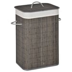 Bamboo Laundry Basket with Flip Lid Foldable, Handles Lining | Grey