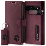 SURAZO Wallet Mobile Phone Case for Google Pixel 9 5G Leather Case - Genuine Leather Protective Case with Paw Motif - RFID Flip Case [Magnet, Stand Function, Card Slot, Camera Protection] Flip Cover