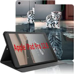 Coque Pour Tablette Ipad Pro 2021 12.9 Pouces 5e/4e/3e Gén, Étui De Protection Case Cuir Pu Housse Fine Et Légère Smart Cover Avec Fonction Support Pour Ipad Pro 12.9"" 2021 & 2020, Chat Tigre