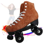 Quad Roller Skates for Adults And Kids Roller Skates - Classic Quad Roller Skates - Comfortable Quad Skates for All Ages,brown suede,47