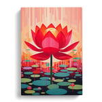 Lotus Flower Constructivism No.3 Canvas Print for Living Room Bedroom Home Office Décor, Wall Art Picture Ready to Hang, 30x20 Inch (76x50 cm)