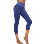 Vobery Leggings Womens,High Waisted Tummy Control Slimming Booty Butt Lifting Leggings Capri Legging Cropped Leggings 3/4 Length Trousers for Yoga Running Training(Navy,L)