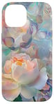 Coque pour iPhone 14 Rose Garden Aquarelle de rêve en bleu et pêche