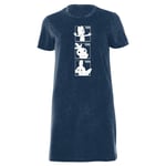 Pokemon Generation 3 Monochrome Starters Women's T-Shirt Dress - Navy Acid Wash - XXL