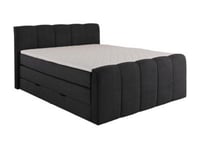 Ensemble complet boxspring tête de lit capitonnée + sommiers coffre + matelas + surmatelas - 160 x 200 cm - Tissu - Anthracite -