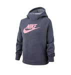 Nike G NSW PE Pullover Sweat-Shirt Fille, Carbon Heather/Carbon Heather/(Pink), FR : L (Taille Fabricant : L)