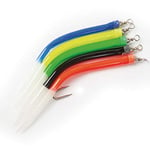 FLADEN Fishing Soft Bait - 5 Pack Assorted Colours Glow Gummi Mac Sandeels Range of Hook Size/Length - Quality Imitation Fake Bait - For all Predatory Fish (5 pack - Size 6/0 12 cm) [17-821-60]