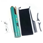 USB Curling Iron LCD Display  Ceramic Rotating Curling Tools Green Y1I64396