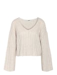 NOISY MAY Nmnina L/S V-Neck Crop Knit Fwd S* Kräm