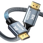 Cable Hdmi 2.1 8K 12M,48Gbps Haute Vitesse Cable Hdmi Tresse,8K@60Hz,4K@120Hz/144Hz,Supporte Pour Dolby Vision,Earc,Hdcp 2.2/2.3,Hdr,Compatible Pour Hdtvmoniteur Et Plus