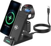 Chargeur 3 En 1 Station De Charge Rapide Pour Samsung, Chargeur Induction Montre Pour Samsung Galaxy Watch 6 Classic/5 Pro/5/4/3/Active2/1/Buds, Chargeur Sans Fil Pour Samsung Galaxy S24 S23 S22 S21