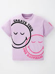 The Smiley Company Smiley Create Your Own Happiness T-shirt, Purple, Size Age: 8-9 Years, Women