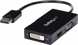 Adaptateur Dp 3 En 1 - Hub Convertisseur Vidéo Multiport Vers Écrans Multiples Dp Vers Hdmi, Vga Ou Dvi - Pc Dp 1080P Vers Écran Ou Vidéoprojecteur (Dp2Vgdvhd)