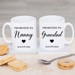 Personalised Promoted To Nanny & Grandad Mugs Cups Christmas Baby Keepsake Gift