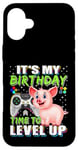 Coque pour iPhone 16 Plus It's My Birthday Pig Time to Level Up Jeu vidéo