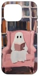 iPhone 16 Pro Cute Reading Ghost Pink Book Lover Bookish Library Art Case