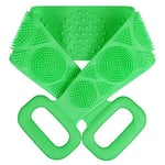 URAQT Brosse de Bain, 70cm Longueur Brosse Arrière en Silicone Brosse Silicone Pour Dos Double Face, Brosse pour Le Dos de la Douche à Bulles à Une Touche pour Exfoliante (Vert)