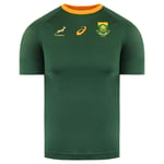 Asics Kids Unisex South Africa Rugby Springboks Green/Yellow T-Shirt - Size 14Y