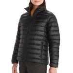 Marmot Femme Wm's Highlander Jacket, Veste chaude en duvet, manteau d'hiver isolé, doudoune respirante, veste d'extérieur légère et empaquetable, coupe-vent, Black, M