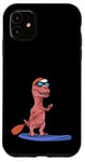 Coque pour iPhone 11 Sup Stand Up Paddle Board Dinosaure Drôle Planche à Pagaie