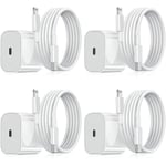 iPhone-laddare - Snabbladdare - Adapter + Kabel 20W USB-C Vit 4-pack iPhone