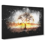 Sunlight Through the Oak Tree Paint Splash Canvas Print for Living Room Bedroom Home Office Décor, Wall Art Picture Ready to Hang, 30 x 20 Inch (76 x 50 cm)